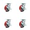 Service Caster 5 Inch Red Poly on Cast Iron Caster Set with Ball Bearings and Brake/Swivel Lock SCC-30CS520-PUB-RS-TLB-BSL-4 - alternate 1